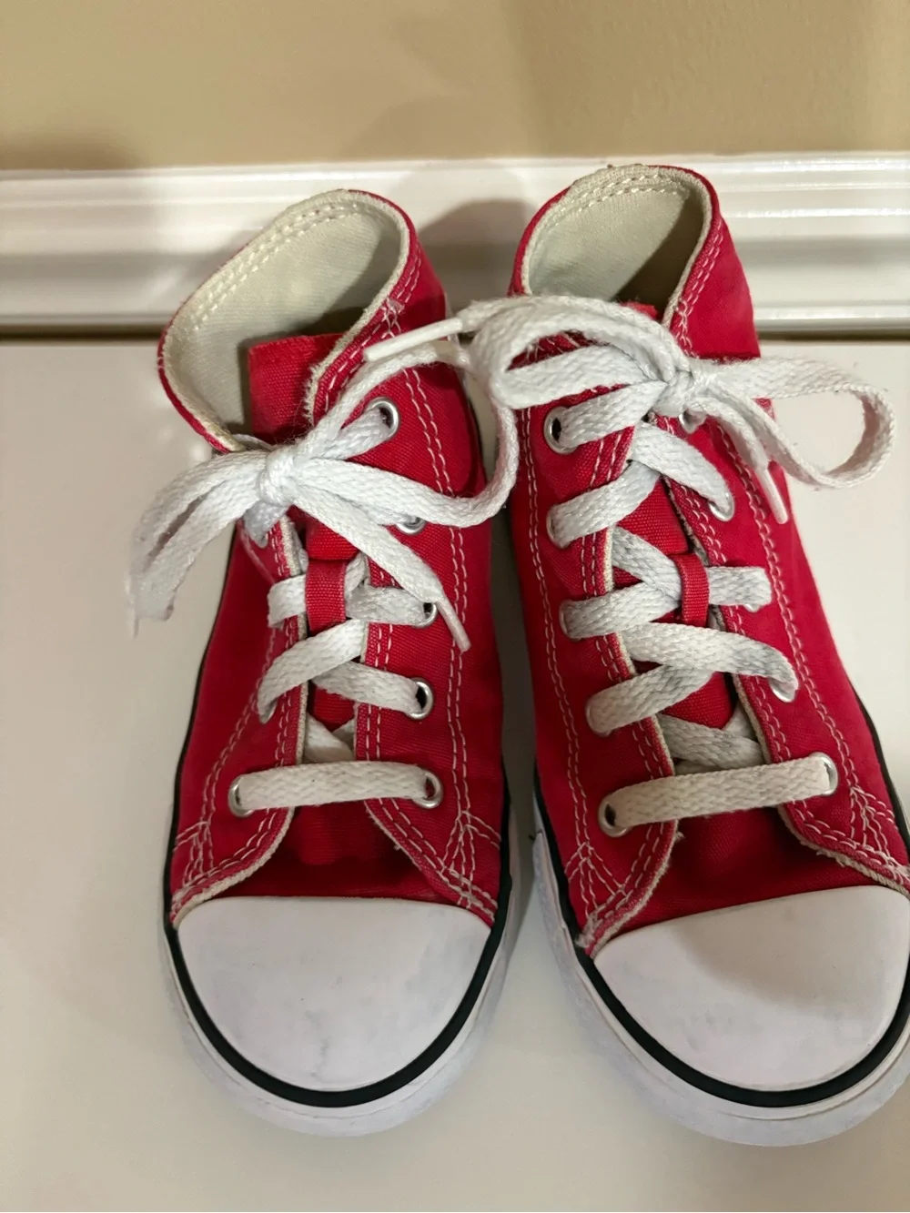 Converse Kids Red Canvas High-Top Sneakers with White Laces